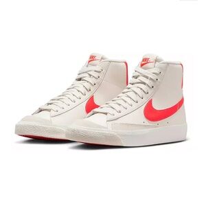 Nike Blazers with Bright Coral Red Swoosh